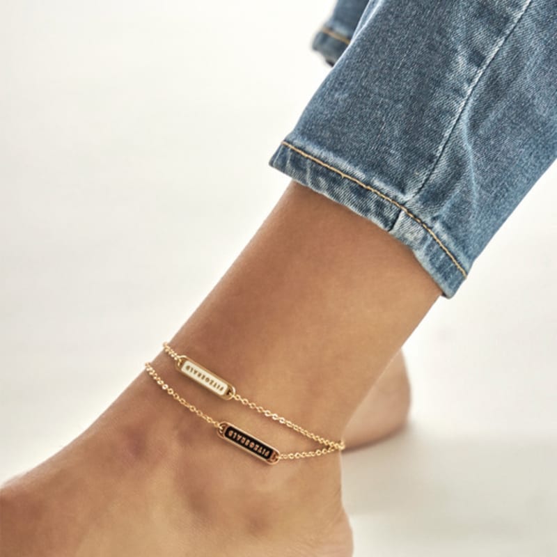 

FITZGERALD LOVE Kulech Bar Ankle Gold Bracelet WHITE