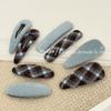 Korean Retro Blue Plaid Fabric Hair Clip - Celebrity Style Side BB Clip for Bangs