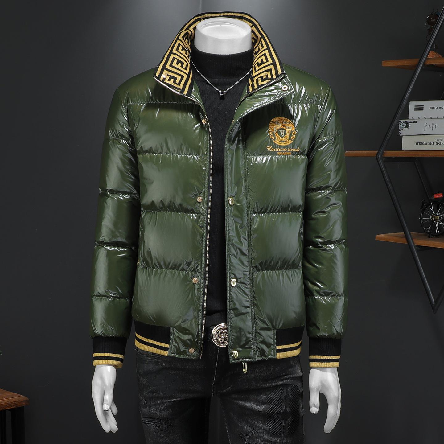 

Men s 2025 Trendy Bright Surface White Duck Down Jacket - Thickened & Lightweight Winter Coat XL зелений