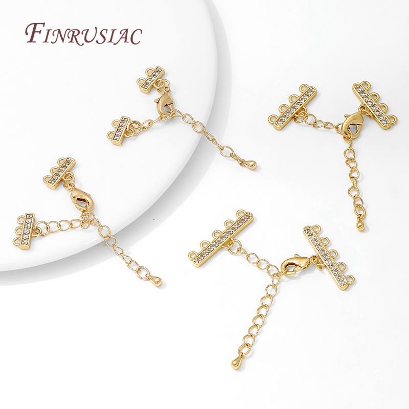 18K Gold Plated Brass Chains Extender For Jewellery,DIY 2-5 Rows Pearl Necklaces Making Accessories,Chain Connector For Jewelry