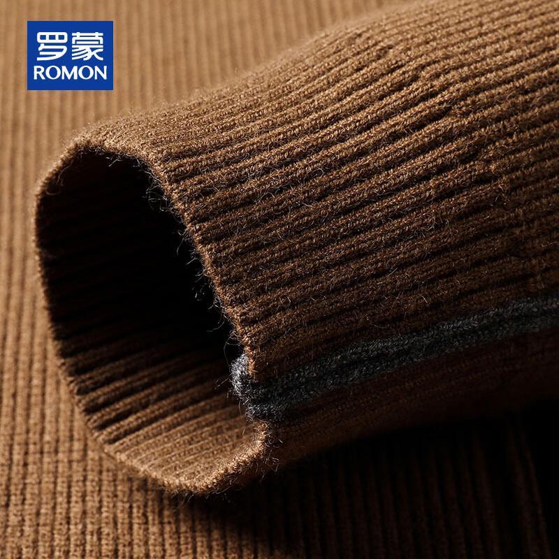 ROMON Men's Hooded Full-Zip Knitted Cardigan Sweater