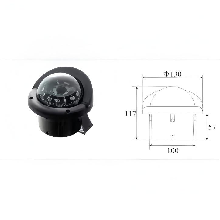 Yida YT-QX980-B Small Boat Magnetic Compass 65mm Bowl DC12-24V CCS Certified 3 Types Installation Essential Marine Supply YT-QX980-B