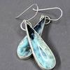 Vintage Waterdrop Inlaid Blue Stone Earrings Geometric Creativity Silver Color Dangle Earrings for Women