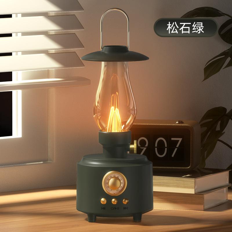 Bluetooth 5.0 Hoparlör Retro FM Radyo Vintage Atmosfer Işığı Şok Edici Bas Ses Kutusu Müzik Çalar TF Kart USB AUX Desteği Ev Dış Mekan Kamp Lambası