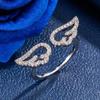 Angel Wings Micro-Inlay Hollowed-Out Wing Adjustable Opening Rings For Women Finger Jewelry Gifts