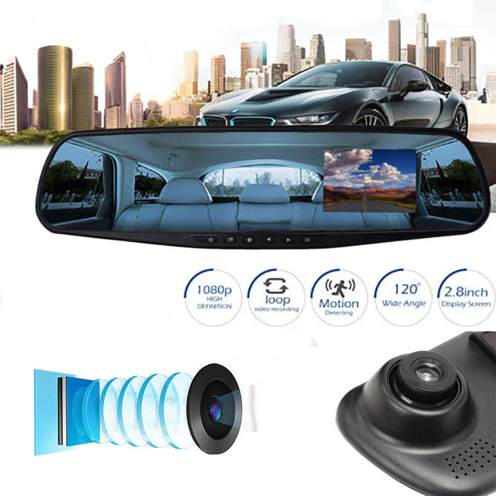 1080P 2.8-дюймовый HD LCD зеркало камеры HD автомобиля DVR камеры рекордер приборной панели автомобиля – купить по низким ценам в интернет-магазине Joom