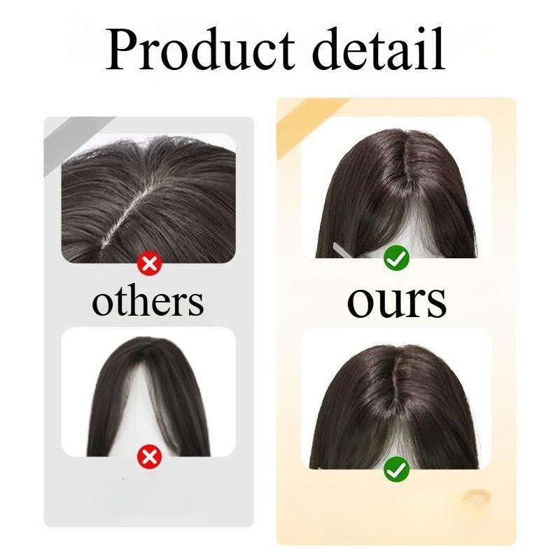 Ashely Black Brown Wig for Women Layer Straight Hair Wig with Curtain Bangs Synthetic Wigs High Temperature Fibers for daily use