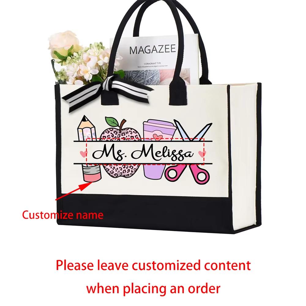 Personalized Teacher Name Tote Bag Teachers' Day Appreciation Gifts Bag Graduation Gift Welcome Back To School Office Totes