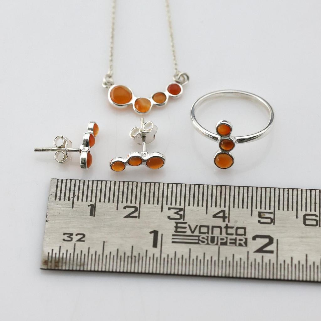 Carnelian Jewelry Set, 925 Sterling Silver, Gift For Her, Dainty Jewelry, Women Jewelry