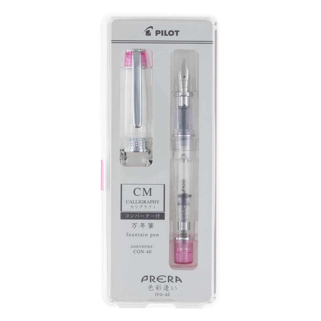 Pilot Prera CM Calligraphy Fountain Transparent Pink Pen, (PFPR1TPCM)