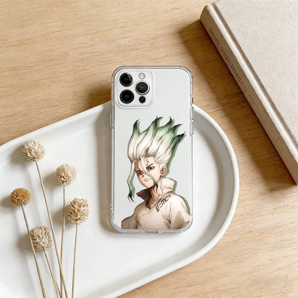 D-Dr S-Stone A-Anime Phone Case For iPhone 17 16 15 14 13 12 11 Mini Pro Max Plus Transparent Cover