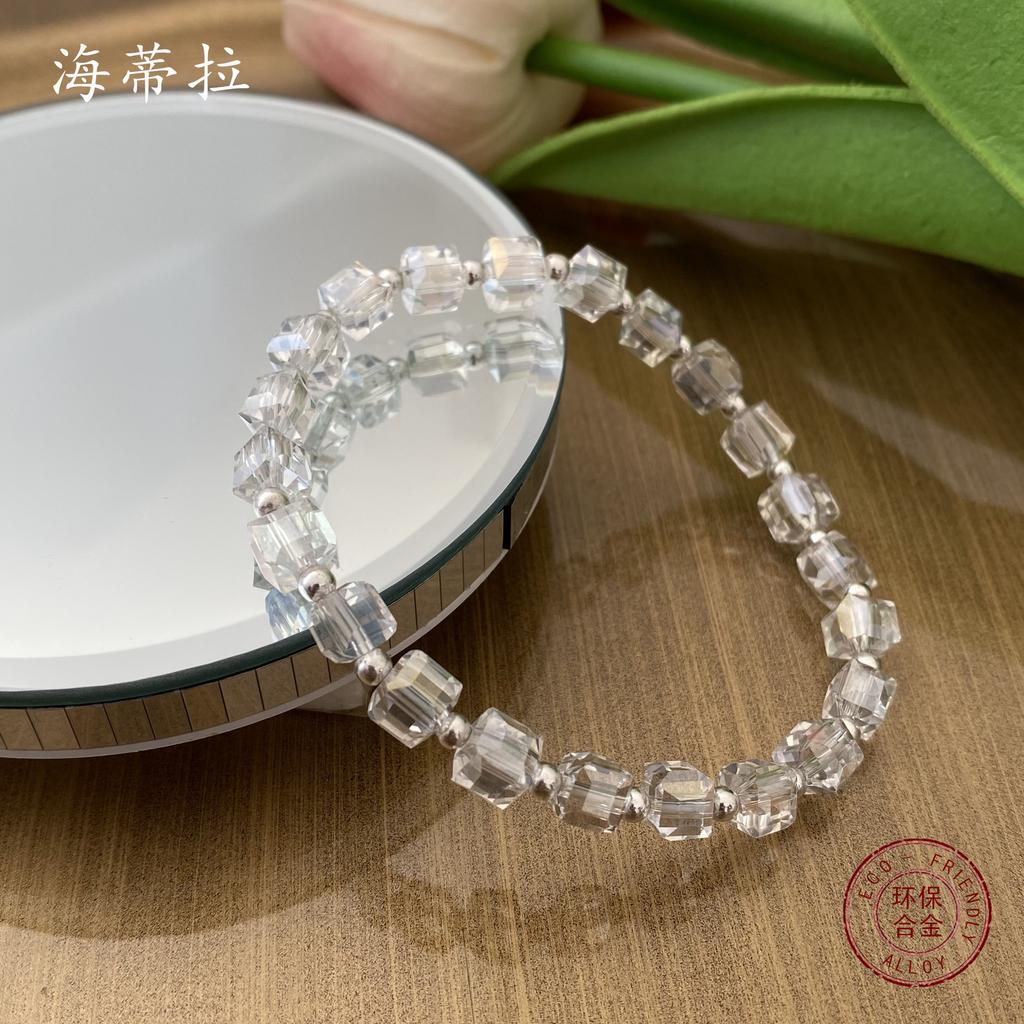 Künstliches geschliffenes Kristallarmband, Zuckerwürfel, funkelnder Kristall, klein, frisch, weiblich, hochwertig, Paargeschenk