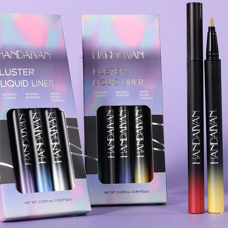 Farbiges flüssiges Eyeliner-Set, perlheller Lidschattenstift, wasserfest, schweißresistentes Augen-Makeup