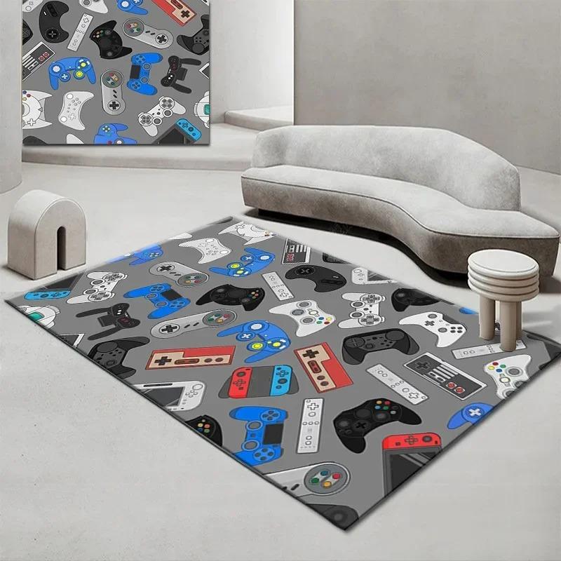 Gamepad Pattern Carpet for Living Room Bathroom Decoration Non-Slip Game Controller Large Area Rug Bedroom Play Room Floor Mat