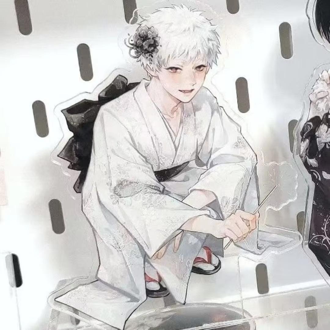 De Zomer Hikaru Sterf Yoshiki Tsujinaka Figuur Acryl Standaards Anime Bureau Decoratie Ornament Accessoires Koppel Geschenken wit