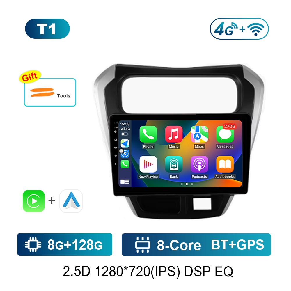 Carplay Android System 9'' for SUZUKI Maruti Alto 800 2014 Navi GPS Car Video Multimedia Player WiFi+4G Split Screen DSP Stereo