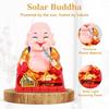 Car Dashboard Decoration Items – Solar Buddha Monk with Moving Head & Hand Holding Money Potli | Feng Shui Good Luck Buddha