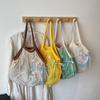 Sac à bandoulière tissé creux en polyester Style coréen Poches Sacs à main en maille Grande capacité Bordure Sacs cabas d'été pour la plage
