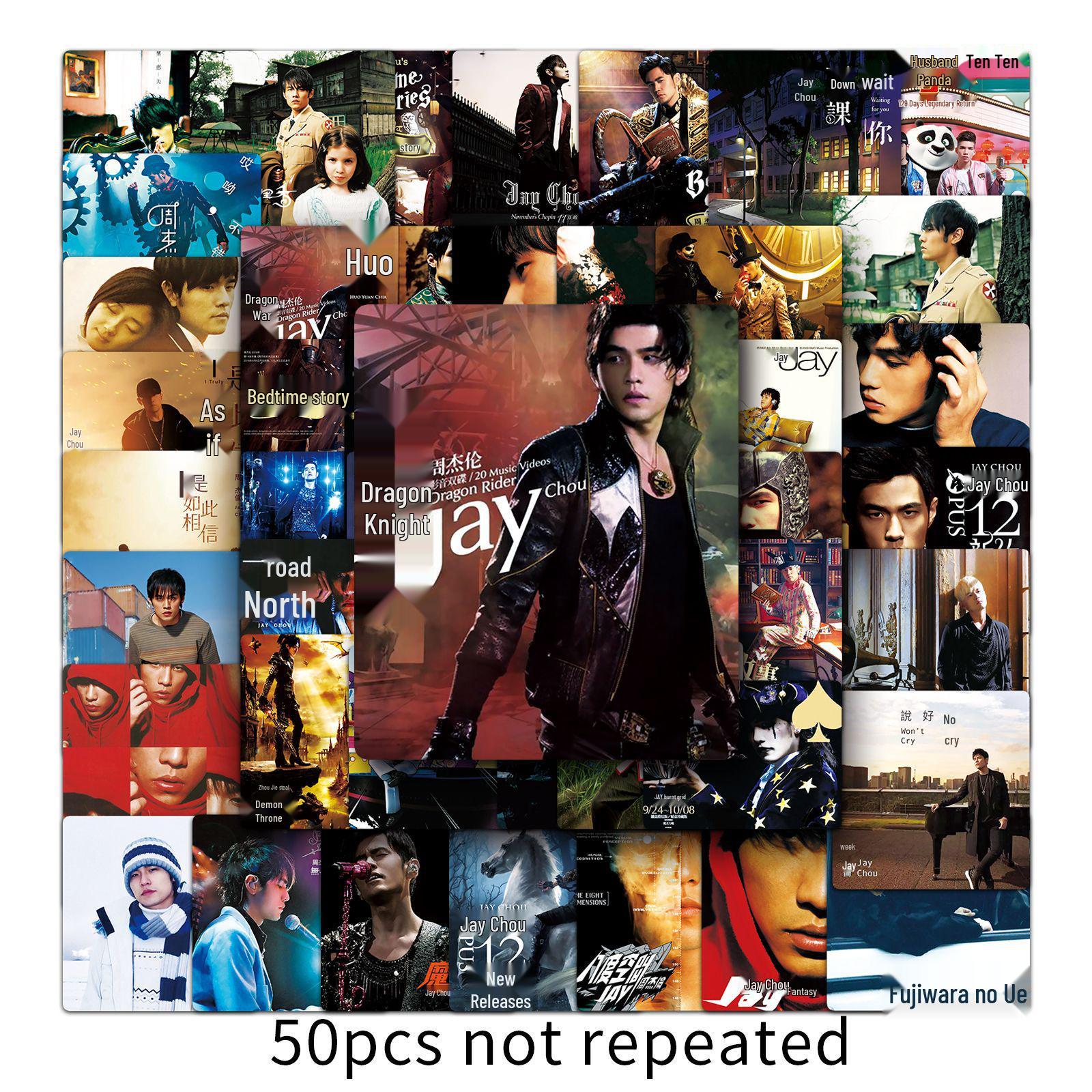 Jay Chou Trendy Waterproof Sticker Set: 50 Creative Suitcase & Laptop Decor Sheets