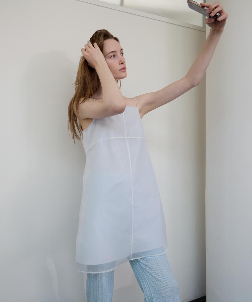 Leuba Layered Sheer Slip Dress - Powder Blue