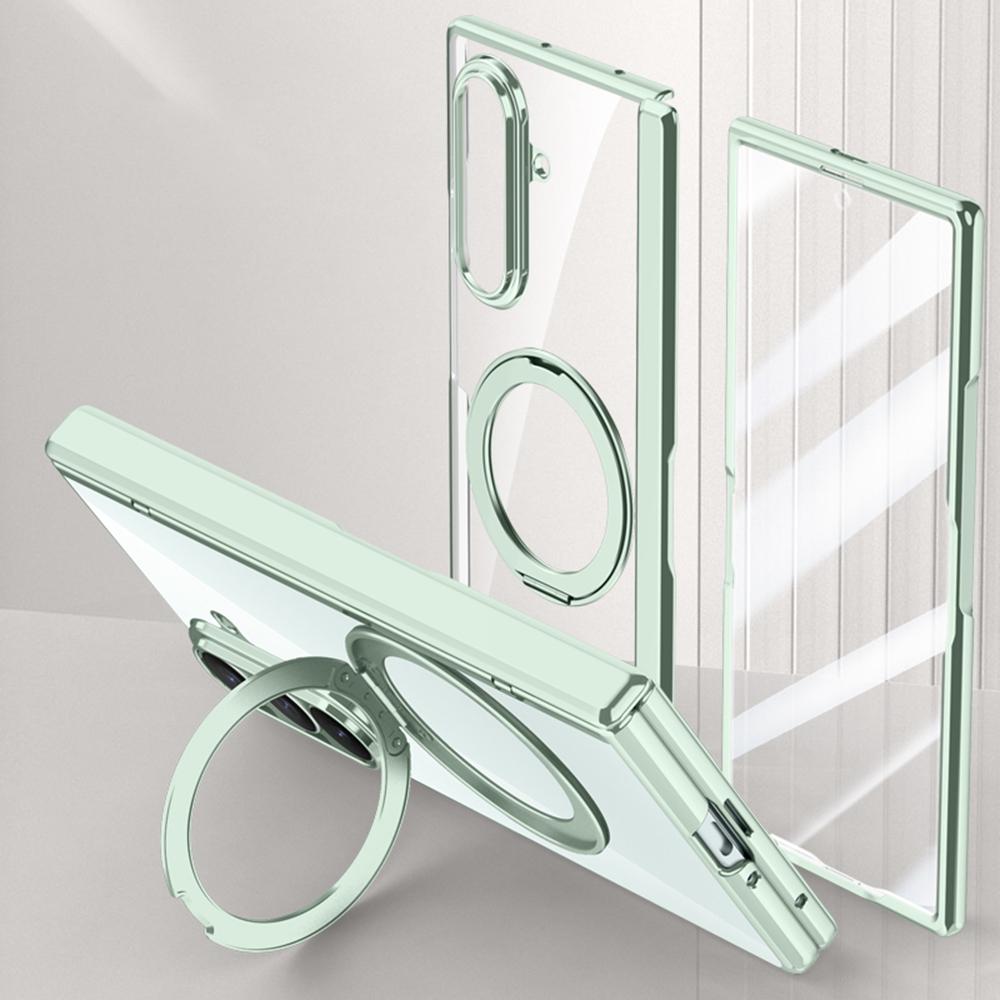 For Samsung Galaxy Z Fold7 5G Case Compatible with MagSafe Kickstand Electroplated PC Phone Cover with Screen Protector