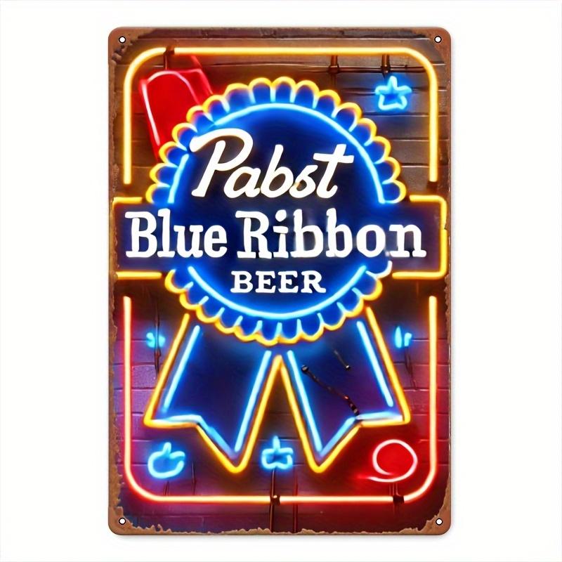 

Винтажная неоновая вывеска пива Pabst Blue Ribbon Ретро металлический настенный декор с 2D неоновым эффектом Идеально для мужской пещеры, гаража, ностальгический декор 20x30cm