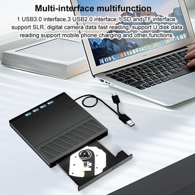 7 в 1 USB 3.0 Type C Зовнішній оптичний привід Blu-ray з портом SD/TF CD/DVD/BD -/+RW Плеєр Записувач Письменник Рідер для ПК Windows