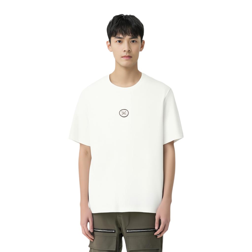 Li Ning Wade Series Písmeno Kulatý výstřih Pohodlné Prodyšné Všestranné Pánské Tričko s Krátkým Rukávem Topy Off-White ATSU567-1