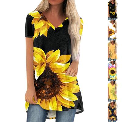 Ladies Short Sleeve Pleated Loose Tops Plus Size Casual Tops V Neck Short Sleeves Casual Summer T Shirts Ladies Tops T Shirts Shirts