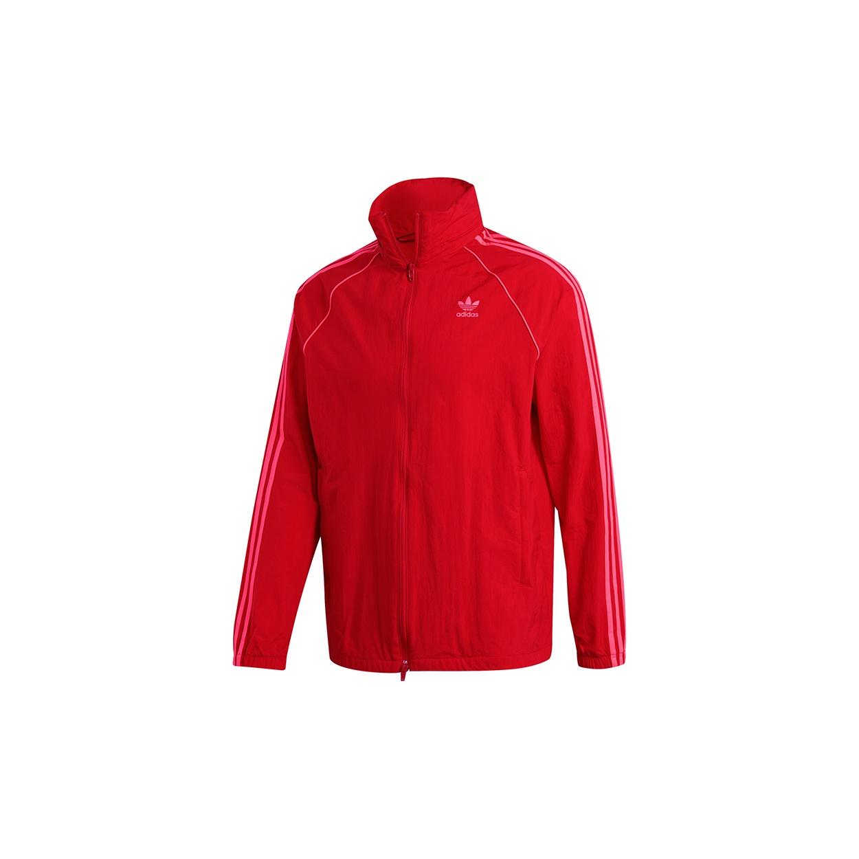 adidas originals Stripe Loose hooded Windbreaker Jacket Red Men s ED6083 L