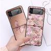 Hülle Funda für Samsung Galaxy Z Flip 4 Z Flip 3 5g Zflip Zflip3 Flip4 Hart-PC Gold Rosa Rose Glitzer Herzen Fundas Hart-PC