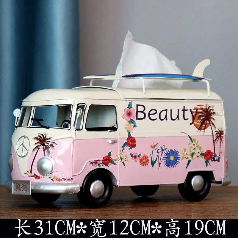 Scatola portatovaglioli a forma di Scarabeo Bus in Ferro Battuto Retrò Americano Scatola portatovaglioli Creativa Modello di Auto Decorazione Artigianato Regalo Speciale Decorazione per la Casa