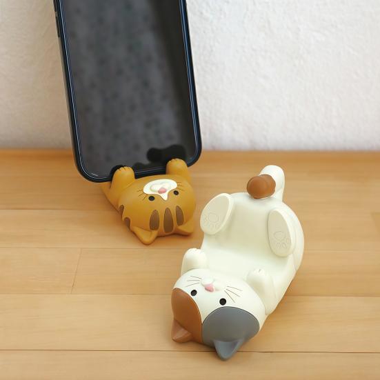 Harz Katzenfigur Handyhalter Niedlicher Katzenförmiger Brillenhalter Tiergeschenke für Katzenliebhaber Heim-Büro-Schreibtischdeko