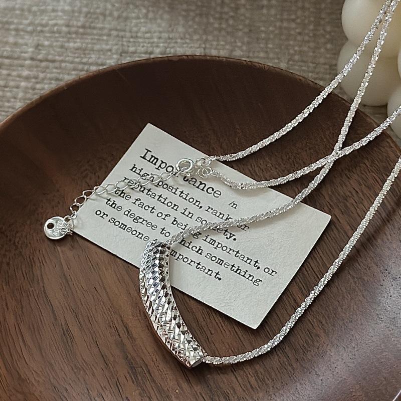 

S925 Silver Niche Design Sense Retro Flash Cnc Necklace Korean Style Simple And Fashionable Collarbone Chain 925 silver