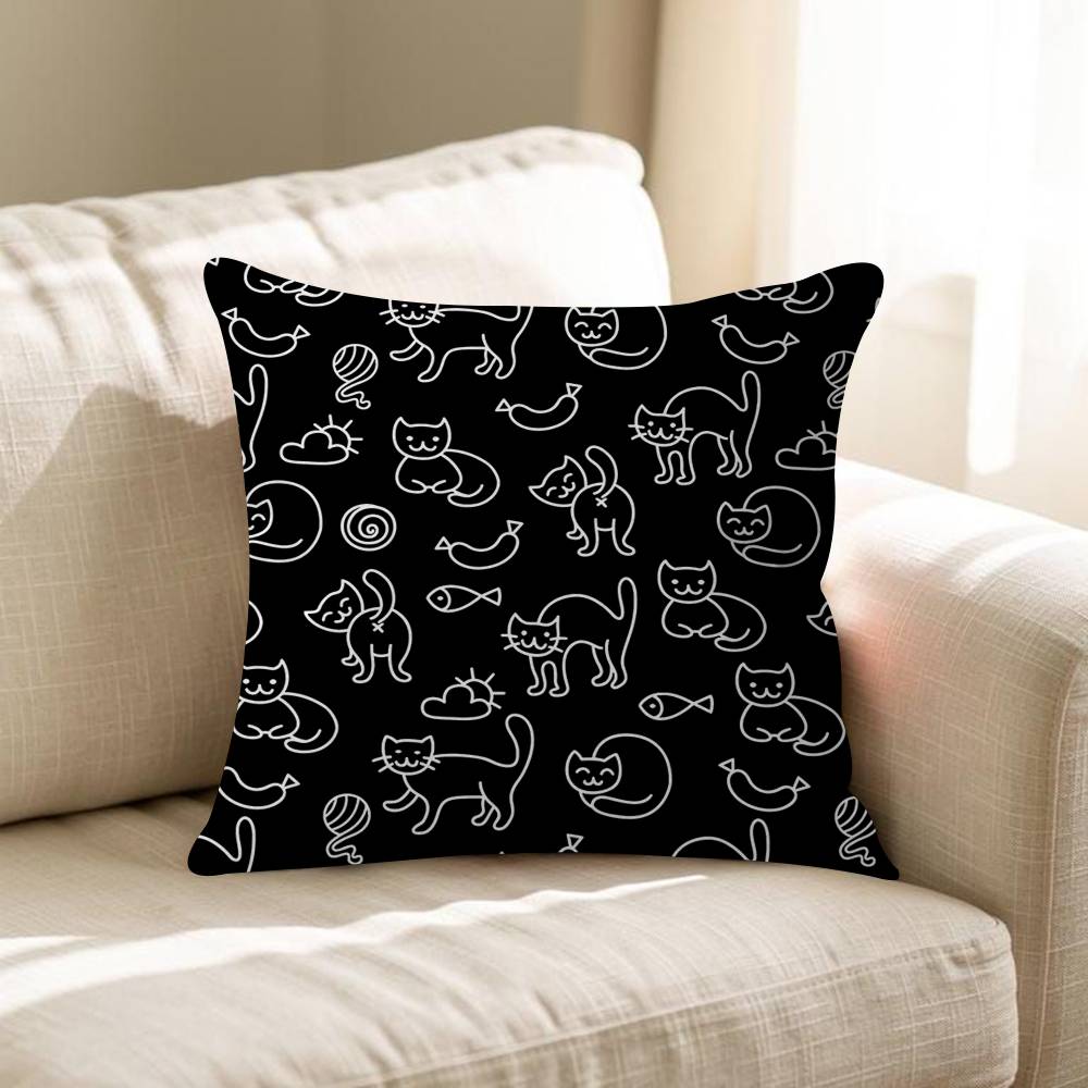 Cool Black Cat GATOS Prints Personalized Pillow Dust Cover Bedroom Kids Party Decoration Pillowcase Birthday Children Gift