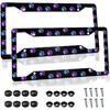 Paw Print License Plate Frame Purple License Plate Frames Funny Auto Accessory Bracket Aluminum Metal License Plate Cover for Women Men (Set of 2,