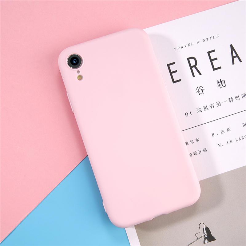 Basit Düz Renk Telefon Kılıfı iPhone X 8 7 6 6s Artı 5 5s SE XS Max XR X Mat Şeker TPU Silikon