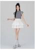 Spring 2025 Women's Black High Waist A-Line Puffy Half Umbrella Skirt