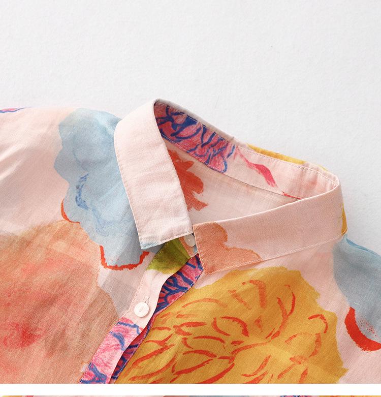 Camicia Vintage a Maniche Lunghe con Stampa Floreale 2026