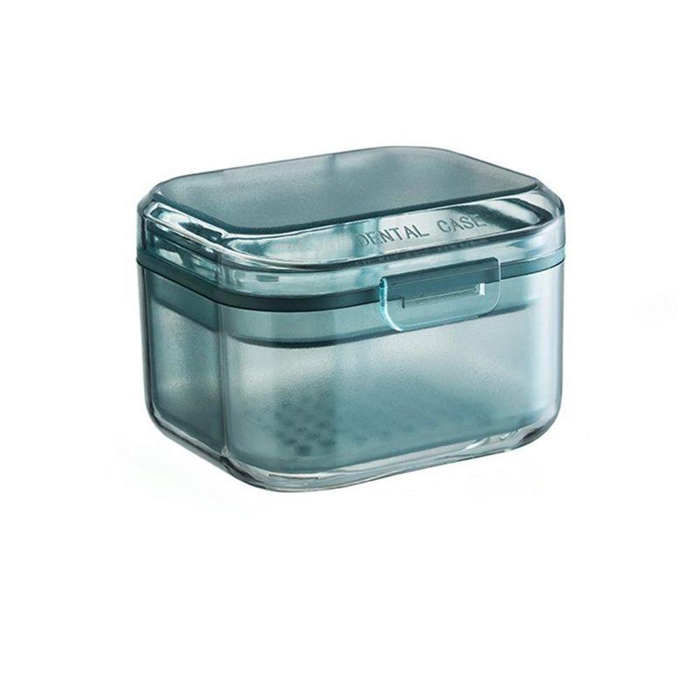 

Transparent Denture Storage Case Draining Denture Soaking Case Durable Invisible Braces Box Home синий