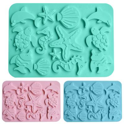 Kuchenform, hitzebeständig, nicht klebrig, Meereslebewesen-Thema, DIY-Backen, Silikon, Seepferdchen, Eis, Gelee-Form, Gebäck-Werkzeug