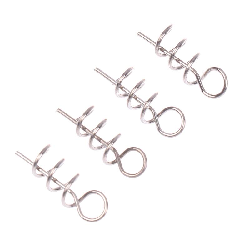 100Pcs Stainless Steel Spring Lock Pin Fishing Screw Crank Hook Spring Twist Lock Fishing Hook Connector For Soft Lure Tackle