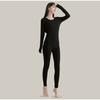Autumn Winter Solid Color Thermal Underwear Women's Thin Sleepwear 2 Piece Sets