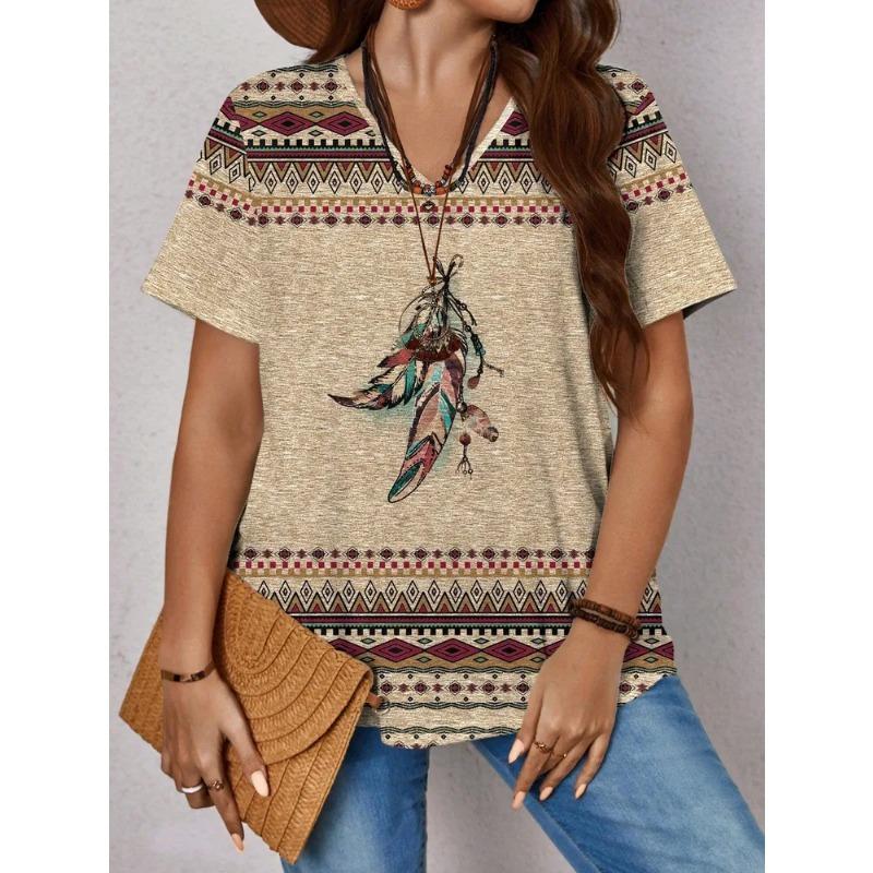 Summer Women's T Shirt Print Casual Short Sleeve 3d T Shirts Fashion Streetwear V Neck Pullover Female Clothing Shirt