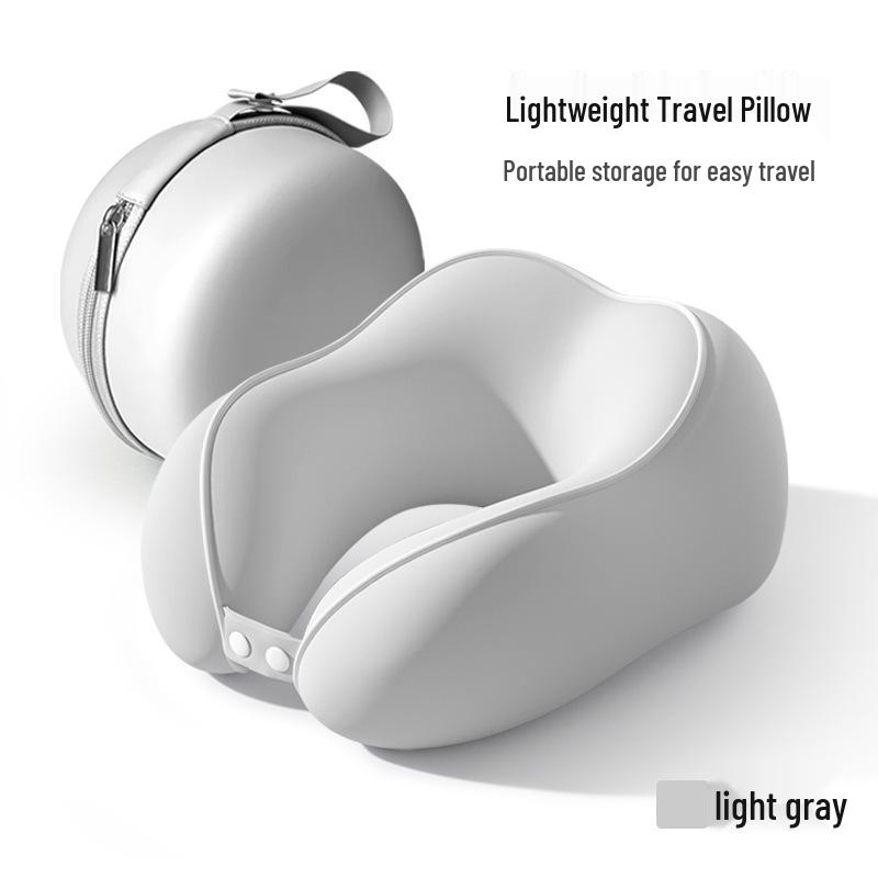 Almohada de Viaje Portátil con Espuma Viscoelástica en Forma de U para Cuello para Coche, Tren y Avión