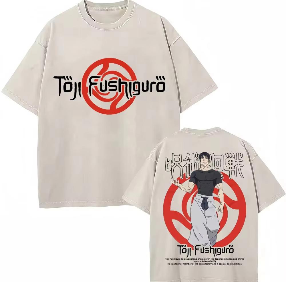 

Washed Japan Anime Jujutsu Kaisen Fushiguro Toji T Shirt Unisex Women Harajuku Unisexga Tshirts pure Cotton Casual Male TShirt 4XL