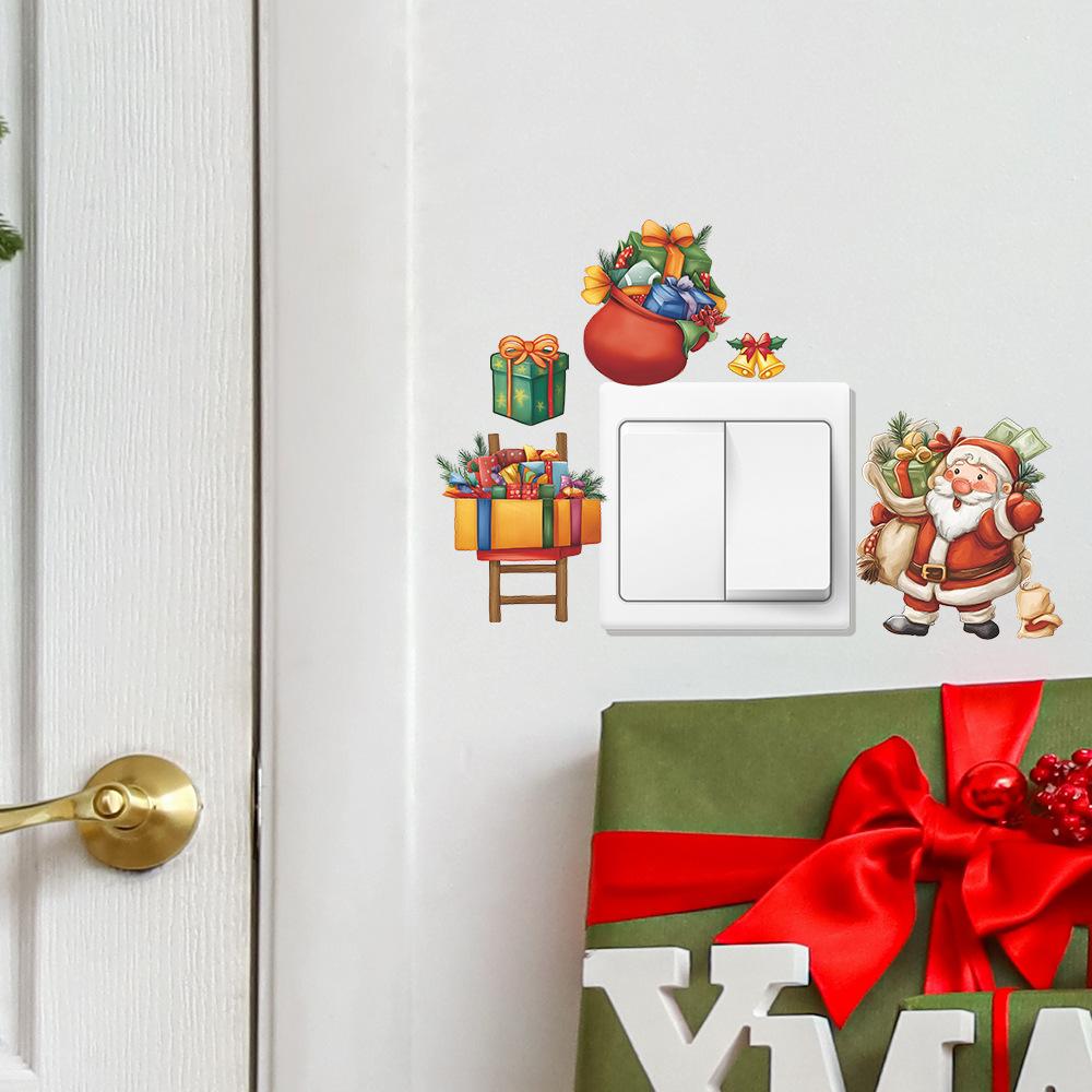Cartoon Santa Claus Giving Gifts, Switch Stickers, Home Background Beautification and Decoration Wall Stickers