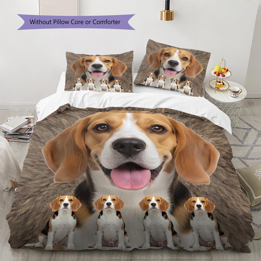 Beagle Border Collie Pattern Bedding Quilt Set Quilt Cover Pillowcase Home Decoration Gift (1 * duvet cover + 2 * pillowcase, without core)