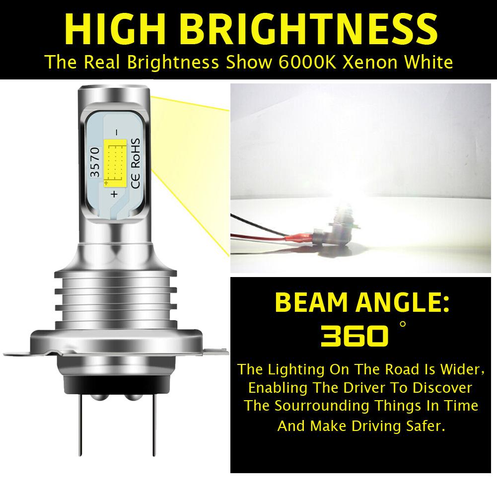 2Pcs H7 led bulbs Headlight Kit 80W 10000LM Hi Or Lo Beam Bulbs 6000K White IP68 Waterproof Canbus Light bulbs on cars accessory