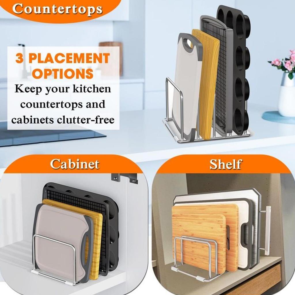 Cutting Board Holder Stand Rustproof Slim Organizer Chopping Board Stand For Offices Books Files Cookware Pans Home Indoor